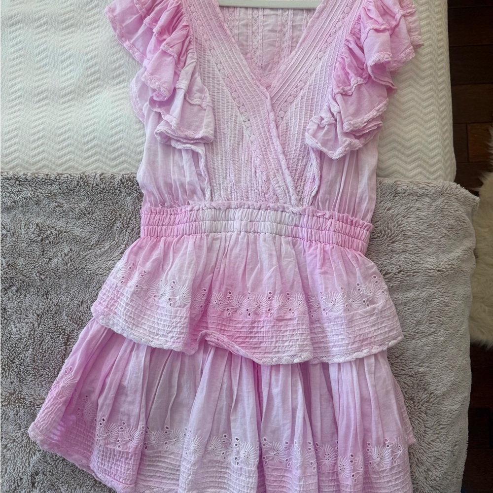 LoveShackFancy Pink Ruffled Mini Dress